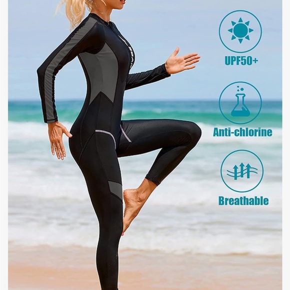 Women’s One Piece Wetsuit Full Body Surfing Suit UV Sun Protection Swimsuit - Picture 4 of 5